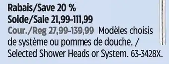 Canadian Tire Delta Selected Shower Heads or System offer