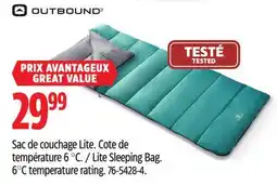 Canadian Tire Outbound Lite Sleeping Bag. 6°C temperature rating offer