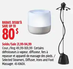 Canadian Tire Selected Steamers, Diffuser, Irons and Foot Massager offer