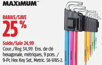 Canadian Tire Maximum 9-Pc Hex Key Set, Metric offer
