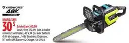 Canadian Tire Yardworks 48V Brushless Chainsaw, 14 with 4Ah Battery & Charger offer
