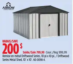 Canadian Tire Arrow Driftwood Series Metal Shed offer