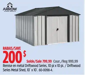 Canadian Tire Arrow Driftwood Series Metal Shed offer