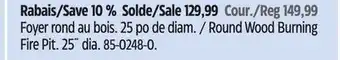 Canadian Tire For-living Round Wood Burning Fire Pit offer