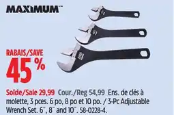 Canadian Tire Maximum 3-Pc Adjustable Wrench Set offer