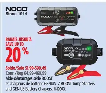 Canadian Tire NOCO BOOST Jump Starters and GENIUS Battery Chargers offer