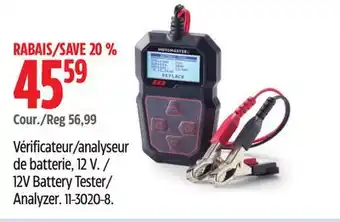Canadian Tire Motomaster 12V Battery Tester/ Analyzer offer