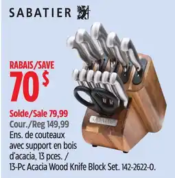 Canadian Tire Sabatier 13-Pc Acacia Wood Knife Block Set offer
