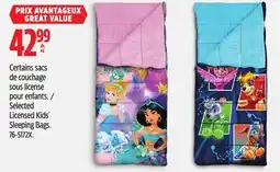 Canadian Tire Selected Licensed Kids' Sleeping Bags offer