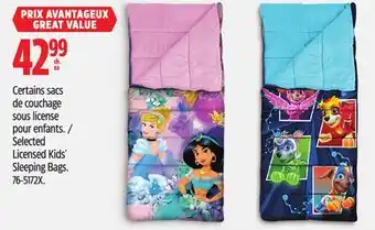 Canadian Tire Selected Licensed Kids' Sleeping Bags offer