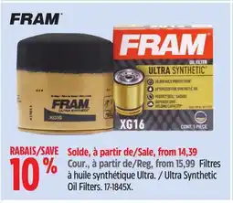 Canadian Tire FRAM Ultra Synthetic Oil Filters offer
