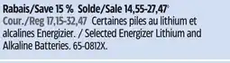 Canadian Tire Selected Energizer Lithium and Alkaline Batteries offer