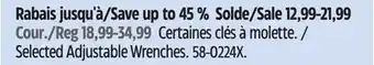 Canadian Tire MAXIMUM Selected Adjustable Wrenches offer