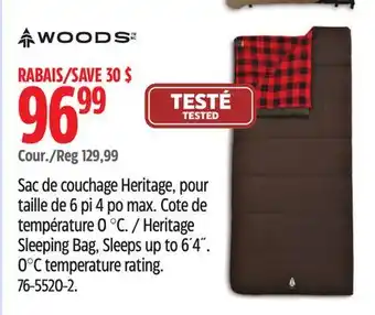 Canadian Tire Woods Heritage Sleeping Bag offer