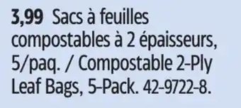 Canadian Tire Compostable 2-Ply Leaf Bags, 5-Pack offer