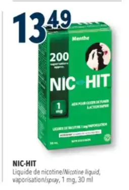 Familiprix NIC-HIT Nicotine liquid, vaporisation/spray, 1 mg, 30 ml offer