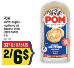 Marché Adonis POM Muffins anglais régulier ou blé | Regular or wheat english muffins offer