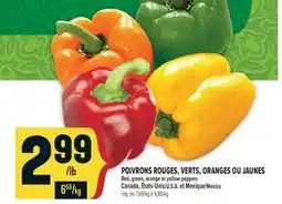 Marché Adonis POIVRONS ROUGES, VERTS, ORANGES OU JAUNES | RED, GREEN, ORANGE OR YELLOW PEPPERS offer