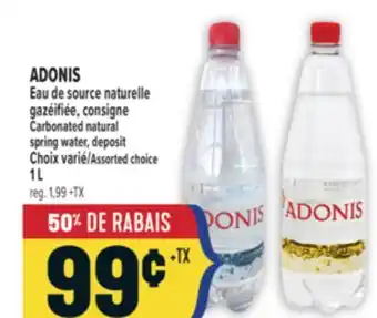 Marché Adonis ADONIS Eau de source naturelle gazéifiée, consigne | Carbonated natural spring water, deposit offer