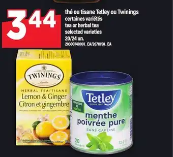 Maxi THÉ OU TISANE TETLEY OU TWININGS | TEA OR HERBAL TEA, 20/24 un offer