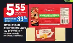 Maxi BARRE DE FROMAGE MOZZARELLISSIMA SAPUTO, 500 G OU 400 G PC offer