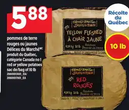 Maxi POMMES DE TERRE ROUGES OU JAUNES DÉLICES DU MARCHÉ | RED OR YELLOW POTATOES, SAC DE/BAG OF 10 LB offer