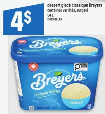 Maxi DESSERT GLACÉ CLASSIQUE BREYERS, 1,4 L offer