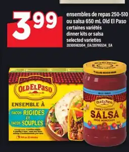 Maxi ENSEMBLES DE REPAS, 250-510 OU SALSA, 650 ML OLD EL PASO, | DINNER KITS OR SALSA offer
