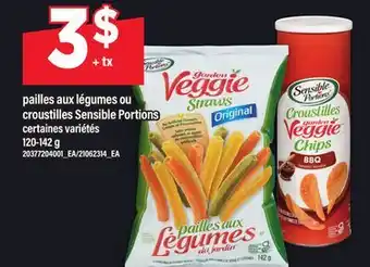 Maxi PAILLES AUX LÉGUMES OU CROUSTILLES SENSIBLE PORTIONS, 120-142 G offer