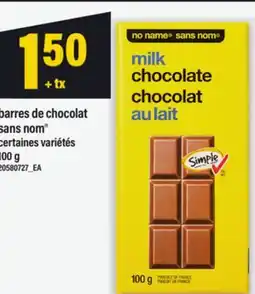 Maxi BARRES DE CHOCOLAT SANS NOM , 100 G offer
