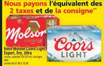 Super C bière Molson Coors Light, Export, Dry, Ultra | beer offer