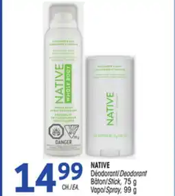 Uniprix NATIVE Déodorant / Deodorant, Bâton/Stick,Vapo/Spray offer