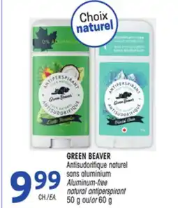 Uniprix GREEN BEAVER Antisudorifique naturel sans aluminium/Aluminum-free natural antiperspirant offer