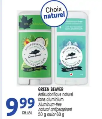 Uniprix GREEN BEAVER Antisudorifique naturel sans aluminium/Aluminum-free natural antiperspirant offer