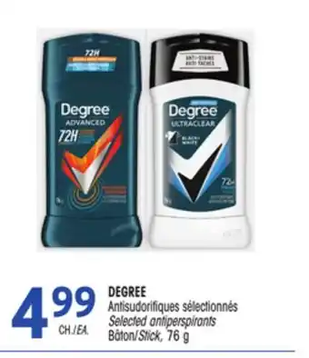 Uniprix DEGREE Antisudorifiques sélectionnés/Selected antiperspirants, Bâton/Stick offer