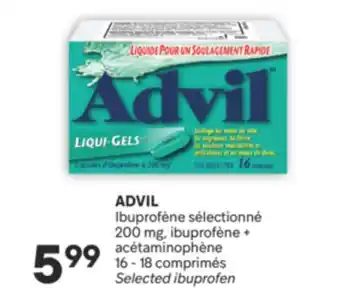 Brunet ADVIL Ibuprofène sélectionné 200 mg, ibuprofène + acétaminophène offer