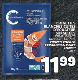 Marché Bonichoix COMPLIMENTS Grosseur 31-40 Size FROZEN COOKED ECUADORIAN WHITE SHRIMP offer