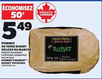 Provigo POMMES DE TERRE RUSSET DÉLICES DU MARCHÉ, SAC DE 10 LB offer
