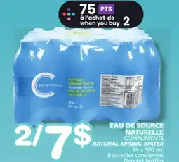 Marches Tradition COMPLIMENTS NATURAL SPRING WATER offer