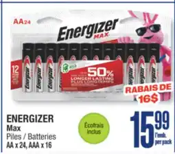 Jean Coutu ENERGIZER Max Batteries AA x 24, AAA x 16 offer