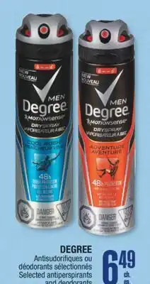 Jean Coutu DEGREE Selected antiperspirants and deodorants offer