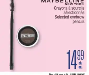 Jean Coutu MAYBELLINE NEW YORK Selected eyebrow pencils offer