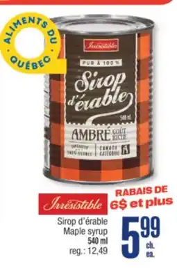 Jean Coutu IRRESISTIBLE Maple syrup offer