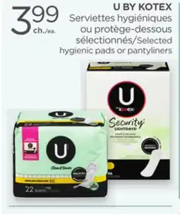 Proxim U BY KOTEX Selected hygienic pads or pantyliners offer