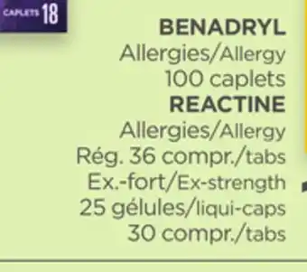 Proxim BENADRYL, REACTINE offer