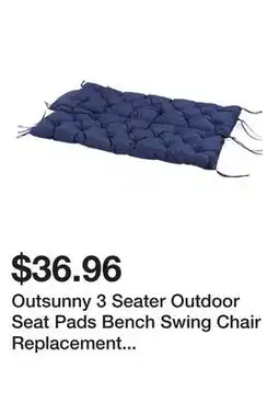 Bed Bath & Beyond Outsunny 3 Seater Outdoor Seat Pads Bench Swing Chair Replacement Cushions Backrest for Patio Garden offer