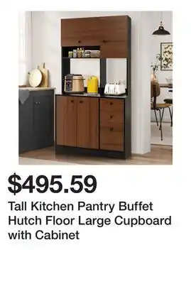 Bed Bath & Beyond Tall Kitchen Pantry Buffet Hutch Floor Large Cupboard with Cabinet offer