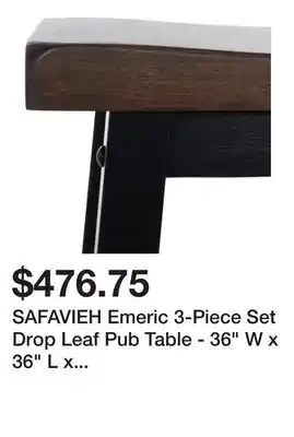 Bed Bath & Beyond SAFAVIEH Emeric 3-Piece Set Drop Leaf Pub Table - 36 W x 36 L x 36 H offer