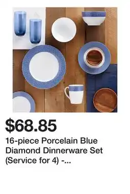 Bed Bath & Beyond 16-piece Porcelain Blue Diamond Dinnerware Set (Service for 4) - 10'5 x 0'5 offer