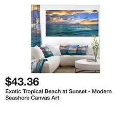 Bed Bath & Beyond Exotic Tropical Beach at Sunset - Modern Seashore Canvas Art offer